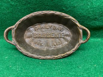 Vintage Sargent Family Day Oct. 16, 1952 Commemorative Metal Basket.