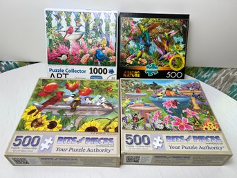 Group Of Four Bird & Flower Themed Puzzles