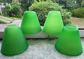 Four Small Green Glass Lamp Shades