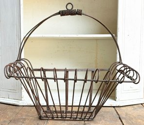 1950s Iron Metal Wire Basket Planter Or Basket