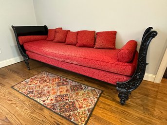 Antique Red & Black Cushioned Day Bed