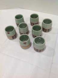 Asian Ceramic Tea Cup Set. 8 Total