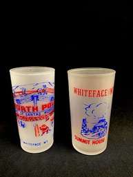 Pair Of Collectable Vintage Frosted Glass Souvenir Tumblers