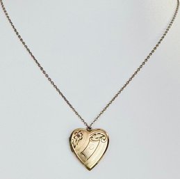 VINTAGE 12K GOLD-FILLED HEART LOCKET NECKLACE