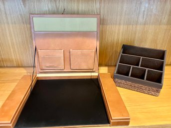 Levenger Fine Leather Pop Up Desk & Desk Organizer