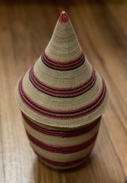 Unique Vintage African Lidded Basket