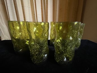 Vintage Blenko Pinched Crackle Glass Tumbler