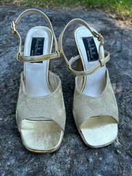 Nicole Miller Gold Open Toe Sandals Size 6.5M