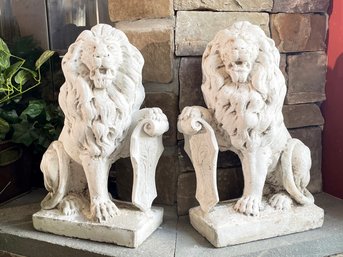 A Pair Of Majestic Cast Stone Lions