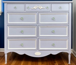 A Gorgeous Painted Wood Dresser With Glass Hardware