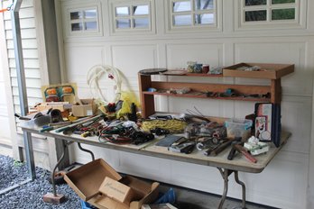 Huge Misc Tool And Hardware Lot, Everything On Table And Shelf. ( Does Not Include The Actual Table And Shelf)