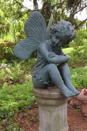 Child With Butterfly Wings Resin Garden Statue