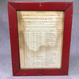 Rare Antique Artifact From ELLIS ISLAND - Framed Chart Of Fire Alarm Box Locations - Cross Collectible - COOL