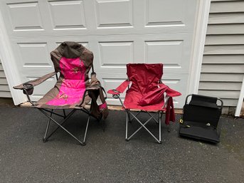 Pair Of Folding Chairs And Stadium Seat