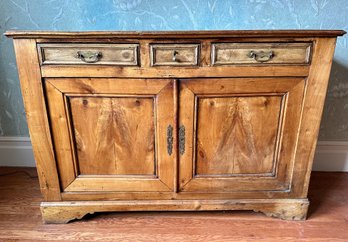 Vintage Rustic Wood Sideboard With Brass Hardware, Matches Lot 11