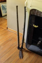 Antique Cast Iron & Wood Long Handled Yard Trimmer