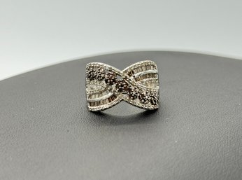 Gorgeous Multi Diamond & Brown Diamond Crossover Ring In Sterling Silver