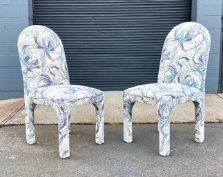 Pair Of Vintage Splatter Upholstery Parsons Style Chairs