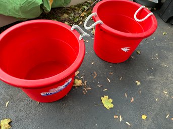 Two Large Red Buckets