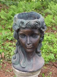 A Female Head Vase Planter With Lovely Tresses Of Hair