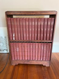 Small Wooden Bookshelf With Full Set Of Encyclopedia Americana (30 Vols, 1938)