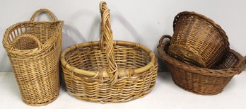 Lot Of 4 Woven Basket See Pic For Details.