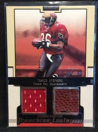 2002 Fleer Flair Franchise Tools Travis Stephens Dual Jersey/Football Relic Card - K