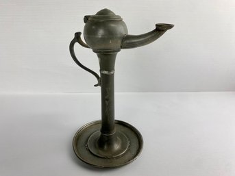 Antique German Pewter Oil Lamp