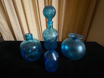 Vintage Blue Glass Lot