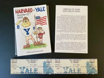 11/22/ 2003 Yale - Harvard Football Memorabilia