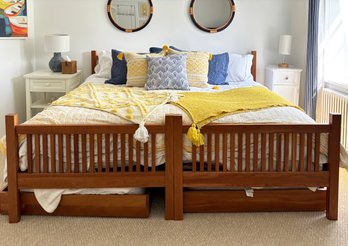 A Pair Of Modern Maple Twin Beds With Storage Drawers (As Photographed In King Bed Formation) By Room & Board
