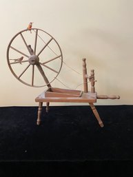 Vintage Wooden Spinning Wheel With Planter