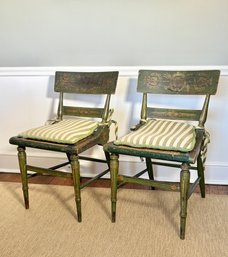 Pair Of American Empire Painted Fancy Chairs, Circa 1820