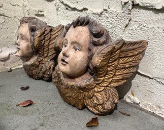 Pair Of Vintage Angel Sculptural Wall Hangings