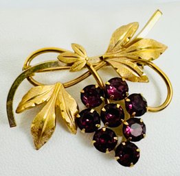 VINTAGE SIGNED V.D. 12K GOLD-FILLED GRAPE BROOCH