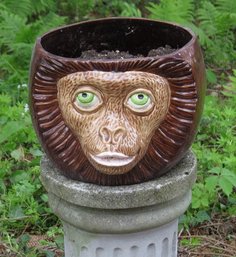 A Ceramic Monkey Or Gorilla Head Planter