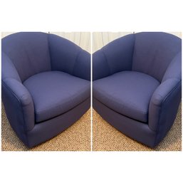 Pair Of Upholstered Swivel Barrel Chairs 28 X 28 X 27 Classic Gallery