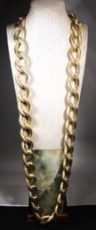 Signed CORO Vintage Gold Tone Very Large Link Elongated Chain Necklace 40' Long