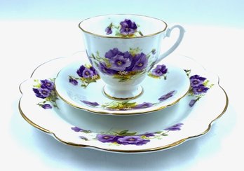 Collectable R Clarence Bone China Pansies 3-piece Set