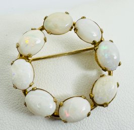 VINTAGE 12K GOLD-FILLED OPAL BROOCH