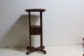 Wood Plant Stand With Painted Glass Top