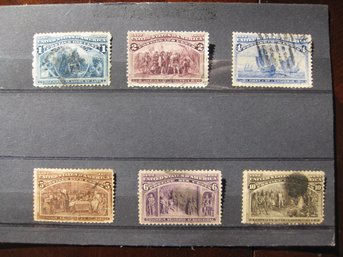 6 US STAMPS OF THE COLUMBIAN EXPOSITION, SCOTTS # 230.232.233,234,235,237