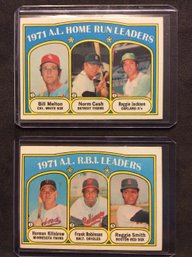 (2) 1972 Topps AL RBI & Home Run Leaders Cards