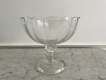 Faceted Glass Footed Fruit Bowl, Early 1900s
