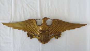 A Majestic Cast Metal American Bald Eagle With Shield Wall Hanging By SEXTON  - Large 26' Wing Span
