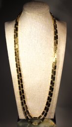 Vintage Elongated MONET Gold Tone Rectangle Link Necklace 53' Long