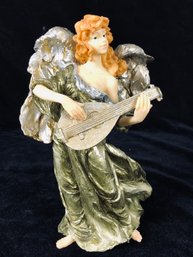 Resin Angel Playing Lute Figurine