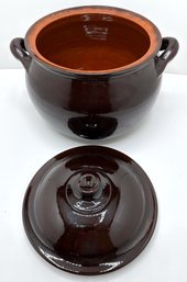 Heavy Glazed Ceramic Bean Pot With Lid