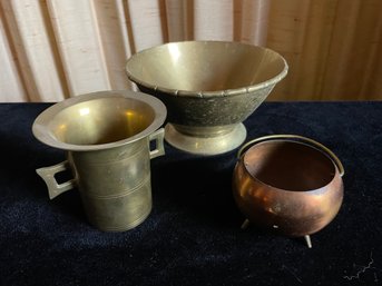 Brass And Copper Pot Lot