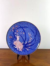 Vintage Toyo Japan Blue Pink Chrysanthumum Large Plate